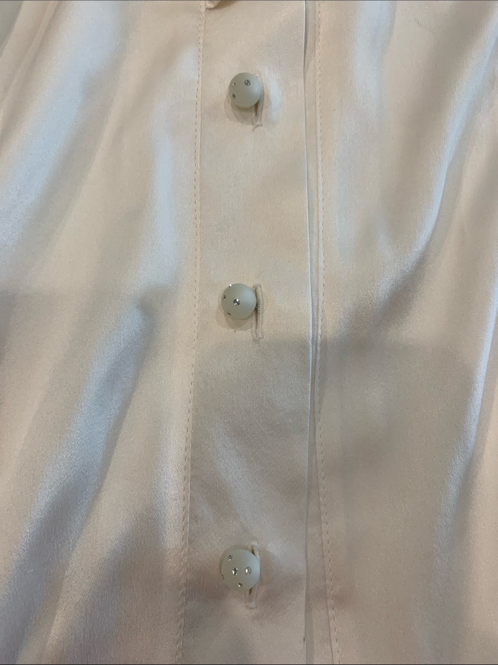 Vintage Connie Roberson ruffle-Trim pure silk Blouse in Cream long sleeves - Picture 9 of 9